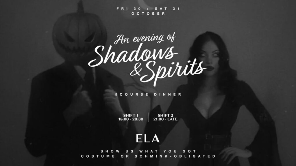Halloween - An Evening of Shadows & Spirits, vrijdag 30 en zaterdag 31 oktober, 5-course dinner, shifts 18:00 en 21:00